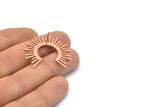 Rose Gold Sun Earring, 2 Rose Gold Plated Brass Sun Stud Earrings (34x30x1mm) D1345 Q0361