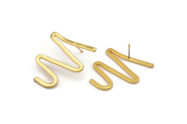 Soyut Küpe Bulguları, 2 Altın Kaplamalı Pirinç Geometrik Küpe Bulguları (33x32x1,7 mm) BS 1966 Q0457