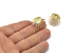 Gold Eye Earring, 2 Gold Plated Brass Eye Stud Earrings (20x22x2mm) N1513