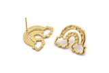 Earring Studs, 2 Gold Plated Brass -  Cloud Earrings - Gold Earrings - Earrings (20x15x1.5mm) N1535 H0962