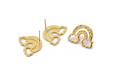 Earring Studs, 2 Gold Plated Brass -  Cloud Earrings - Gold Earrings - Earrings (20x15x1.5mm) N1535 H0962
