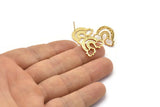 Earring Studs, 2 Gold Plated Brass -  Cloud Earrings - Gold Earrings - Earrings (20x15x1.5mm) N1535 H0962