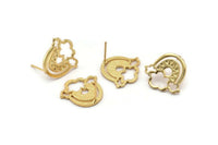 Earring Studs, 2 Gold Plated Brass -  Cloud Earrings - Gold Earrings - Earrings (19x18x1.5mm) N1533