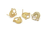 Earring Studs, 2 Gold Plated Brass -  Cloud Earrings - Gold Earrings - Earrings (19x18x1.5mm) N1533