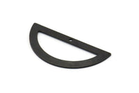 Yarım Daire Charm, 1 Delikli 4 Oksitlenmiş Siyah Pirinç Yarım Ay Charm, Boşluklar, Damgalama Boşlukları (38x17x0,80 mm) M516