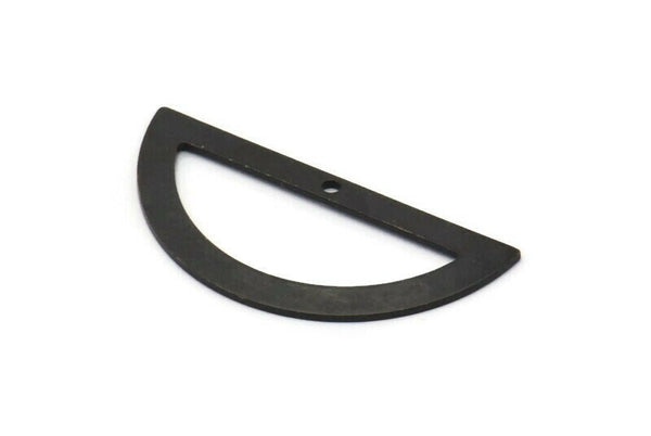 Yarım Daire Charm, 1 Delikli 4 Oksitlenmiş Siyah Pirinç Yarım Ay Charm, Boşluklar, Damgalama Boşlukları (38x17x0,80 mm) M516