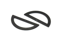 Yarım Daire Charm, 1 Delikli 4 Oksitlenmiş Siyah Pirinç Yarım Ay Charm, Boşluklar, Damgalama Boşlukları (38x17x0,80 mm) M516