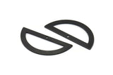 Yarım Daire Charm, 1 Delikli 4 Oksitlenmiş Siyah Pirinç Yarım Ay Charm, Boşluklar, Damgalama Boşlukları (38x17x0,80 mm) M516