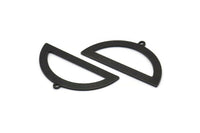 Yarım Daire Charm, 1 Döngülü 4 Oksitlenmiş Siyah Pirinç Yarım Ay Charm, Boşluklar, Damgalama Boşlukları (38x20x0,80 mm) M502