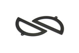 Yarım Daire Charm, 1 Döngülü 4 Oksitlenmiş Siyah Pirinç Yarım Ay Charm, Boşluklar, Damgalama Boşlukları (38x20x0,80 mm) M502