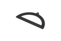 Yarım Daire Charm, 1 Döngülü 4 Oksitlenmiş Siyah Pirinç Yarım Ay Charm, Boşluklar, Damgalama Boşlukları (38x20x0,80 mm) M502