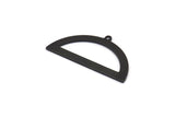 Yarım Daire Charm, 1 Döngülü 4 Oksitlenmiş Siyah Pirinç Yarım Ay Charm, Boşluklar, Damgalama Boşlukları (38x20x0,80 mm) M502