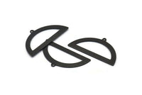 Yarım Daire Charm, 1 Döngülü 4 Oksitlenmiş Siyah Pirinç Yarım Ay Charm, Boşluklar, Damgalama Boşlukları (38x20x0,80 mm) M502
