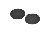 Black Round Charm, 4 Textured Oxidized Black Brass Round Tags With 1 Hole (25x0.80mm) A1881