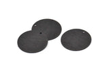 Black Round Charm, 4 Textured Oxidized Black Brass Round Tags With 1 Hole (25x0.80mm) A1881