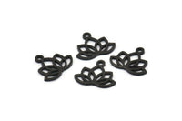 Lotus Flower Charm, 10 Oxidized Black Brass Lotus Flower Charms With 1 Loop (14x16mm) N0869