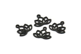 Lotus Flower Charm, 10 Oxidized Black Brass Lotus Flower Charms With 1 Loop (14x16mm) N0869
