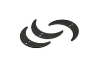 Black Moon Charm, 12 Oxidized Black Brass Crescent Moon Charms With 2 Holes (22x5x0.80mm) M01190 H0841