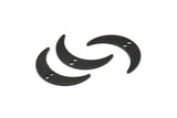 Black Moon Charm, 12 Oxidized Black Brass Crescent Moon Charms With 2 Holes (22x5x0.80mm) M01190 H0841