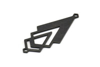 Siyah Üçgen Charm, 2 Döngülü 4 Oksitlenmiş Siyah Pirinç Elmas Charm (51x22x1mm) M01155