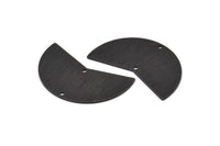 Siyah Ay Tılsımı, 2 Delikli 4 Dokulu Oksitlenmiş Siyah Pirinç Ay Tılsımı, Boşluklar (38x18x0,80 mm) M373