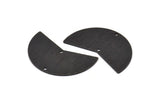 Siyah Ay Tılsımı, 2 Delikli 4 Dokulu Oksitlenmiş Siyah Pirinç Ay Tılsımı, Boşluklar (38x18x0,80 mm) M373