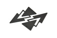 Siyah Üçgen Tılsımı, 4 Delikli 4 Oksitlenmiş Siyah Pirinç Üçgen Tılsımı (47x21x1mm) M01109