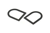 D Shape Rings - 6 Oxidized Black Brass D Shape Charms With 2 Holes, Pendants (35x28x0.80mm) M385 H0954