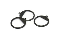 Black Round Tag, 8 Oxidized Black Brass Round Charms With 1 Loop, Blanks (21x23x0.90mm) M989