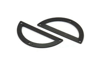 Semi Circle Charm, 4 Oxidized Black Brass Half Moon Charms With 3 Holes, Blanks, Connectors (38x17x0.80mm) M519