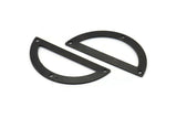 Semi Circle Charm, 4 Oxidized Black Brass Half Moon Charms With 3 Holes, Blanks, Connectors (38x17x0.80mm) M519