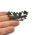 Black Triangle Charm, 2 Oxidized Black Brass Tree Charms With 1 Hole (47x33x1mm) M01225 H1265