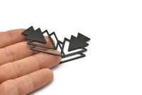 Black Triangle Charm, 3 Oxidized Black Brass Tree Charms With 1 Hole (47x33x1mm) M01224 H1264