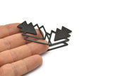 Black Triangle Charm, 3 Oxidized Black Brass Tree Charms With 1 Hole (47x33x1mm) M01224 H1264
