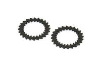 Siyah Daire Charm, 1 Delikli 2 Oksitlenmiş Siyah Pirinç Daire Charm (25x0,80 mm) M01616