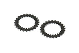 Siyah Daire Charm, 1 Delikli 2 Oksitlenmiş Siyah Pirinç Daire Charm (25x0,80 mm) M01616