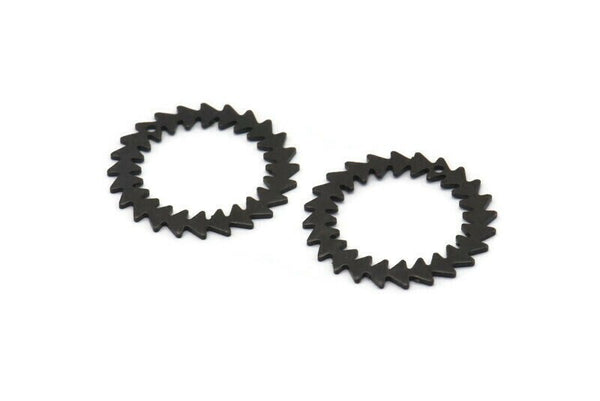 Siyah Daire Charm, 1 Delikli 2 Oksitlenmiş Siyah Pirinç Daire Charm (25x0,80 mm) M01616
