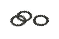 Siyah Daire Charm, 1 Delikli 2 Oksitlenmiş Siyah Pirinç Daire Charm (25x0,80 mm) M01616