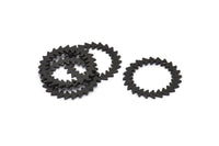 Siyah Daire Charm, 1 Delikli 2 Oksitlenmiş Siyah Pirinç Daire Charm (25x0,80 mm) M01616