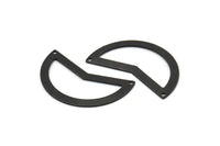Black Moon Charm, 6 Oxidized Black Brass Moon Charms With 2 Holes, Blanks (38x18x0.80mm) M229