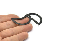 Black Moon Charm, 6 Oxidized Black Brass Moon Charms With 2 Holes, Blanks (38x18x0.80mm) M229