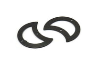 Siyah Ay Tılsımı, 2 Delikli, Boşluklu, Buluntulu 6 Oksitlenmiş Siyah Pirinç Ay Tılsımı (25x15x0,70 mm) M772