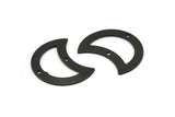 Siyah Ay Tılsımı, 2 Delikli, Boşluklu, Buluntulu 6 Oksitlenmiş Siyah Pirinç Ay Tılsımı (25x15x0,70 mm) M772