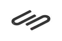 U Shaped Charm, 8 Textured Oxidized Black Brass U Shaped Charms With 1 Hole, Blanks (30x13x0.80mm) M168