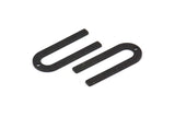 U Shaped Charm, 8 Textured Oxidized Black Brass U Shaped Charms With 1 Hole, Blanks (30x13x0.80mm) M168