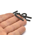 U Shaped Charm, 8 Textured Oxidized Black Brass U Shaped Charms With 1 Hole, Blanks (30x13x0.80mm) M168
