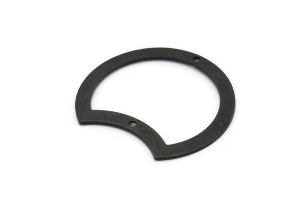 Siyah Ay Tılsımı, 2 Delikli 4 Oksitlenmiş Siyah Pirinç Ay Tılsımı, Bağlantı Parçaları (35x28x0,80 mm) M116
