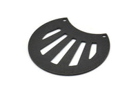 Siyah Kabuk Charm, 2 Delikli 2 Oksitlenmiş Siyah Pirinç Kabuk Kolye (35x28x0,80 mm) M376
