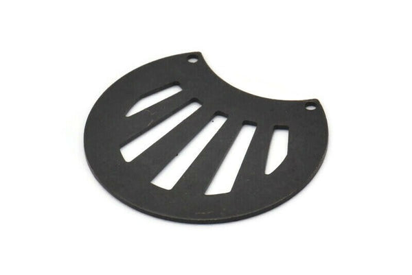 Siyah Kabuk Charm, 2 Delikli 2 Oksitlenmiş Siyah Pirinç Kabuk Kolye (35x28x0,80 mm) M376