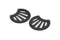 Siyah Kabuk Charm, 2 Delikli 2 Oksitlenmiş Siyah Pirinç Kabuk Kolye (35x28x0,80 mm) M376